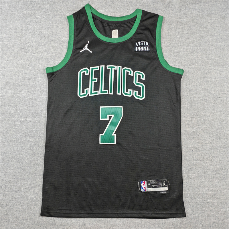 Men Boston Celtics #7 Jaylen Brown Black Jordan Brand 2025 NBA Jersey->->NBA Jersey